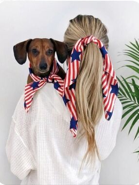 Matching Pet & Owner Patriotic Bandana Set – Red White Blue Stars & Stripes OS